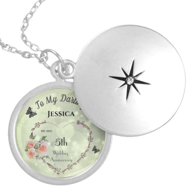 Personalised 5th Wedding Anniversary Necklace (Front)