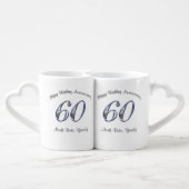 Personalised 60 year Wedding Anniversary Gift Coffee Mug Set (Back Nesting)