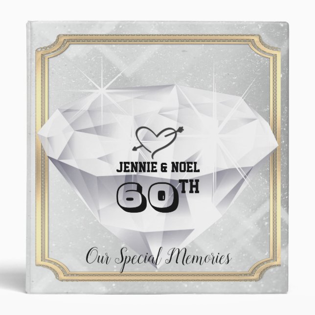 Personalised 60th Anniversary Photo Album 3 Ring Binder (Front)