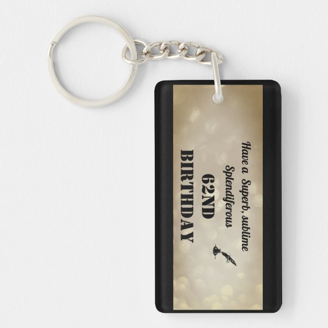 Personalised 62nd Birthday Acrylic Keychain (Front)