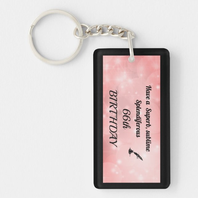 Personalised 66th Birthday Acrylic Keychain (Front)