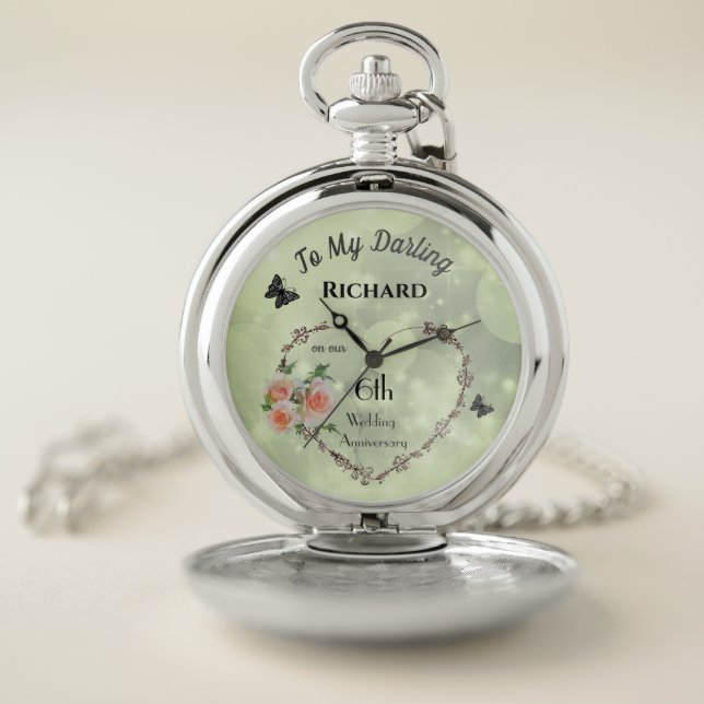 Personalised 6th Anniversary Husband Pocket Watch (Inside)