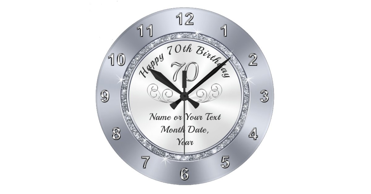 Personalised 70th Birthday Presents for Her Large Clock ...
