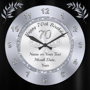 Personalised 70th Birthday Presents for Her Large Clock