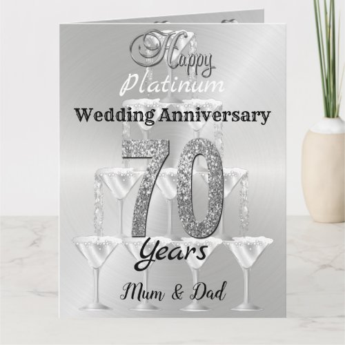 Personalised 70th Platinum Wedding Anniversary  Card