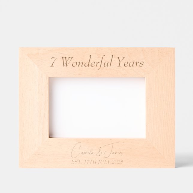 Personalised 7 Year Anniversary Gift, Custom, Uniq Engraved Frames (Front)