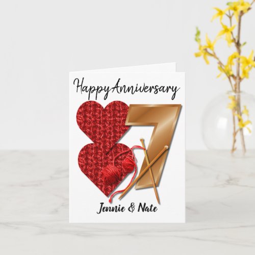 Personalised 7 Year Wedding Anniversary Card