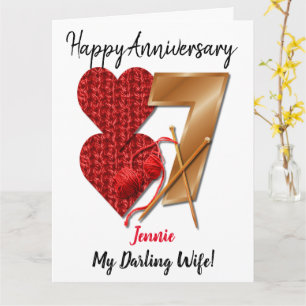 Personalised 7 Year Wedding Anniversary Card Wife