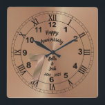 Personalised 7th Copper Anniversary Gift Idea Square Wall Clock<br><div class="desc">Personalized copper effect 7th Anniversary wall clock. 7 year wedding anniversary celebration gift idea for him or her.</div>