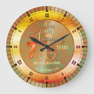 Personalised 7th Year Wedding Anniversary Gift Large Clock