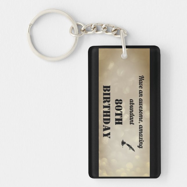 Personalised 80th Birthday Acrylic Keychain (Front)