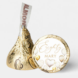 Personalised 80th Birthday Gold Balloon Hershey®'s Kisses®