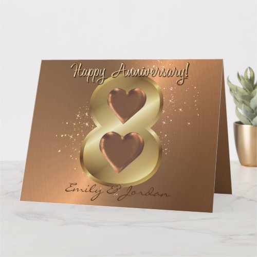 Personalised 8 Year Bronze Wedding Anniversary  Card