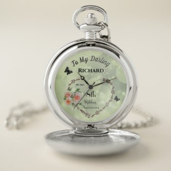 Personalised 8th Anniversary Husband Pocket Watch by Wordpassion at Zazzle