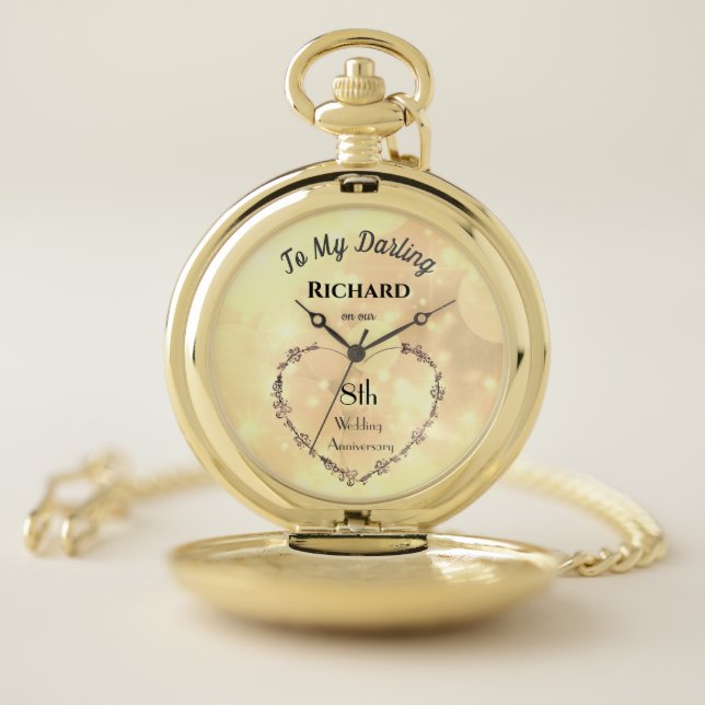 Personalised 8th Anniversary Husband Pocket Watch (Inside)