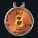 Personalised 8th Bronze Anniversary Gift Golf Hat Clip<br><div class="desc">Custom personalized golf hat clip with names for 8th year bronze wedding anniversary. Create a unique personalised anniversary gift idea for husband.</div>