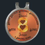 Personalised 8th Bronze Anniversary Gift Golf Hat Clip<br><div class="desc">Custom personalized golf hat clip with names for 8th year bronze wedding anniversary. Create a unique personalised anniversary gift idea for husband.</div>
