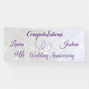 Personalised 9th Wedding Anniversary Banner