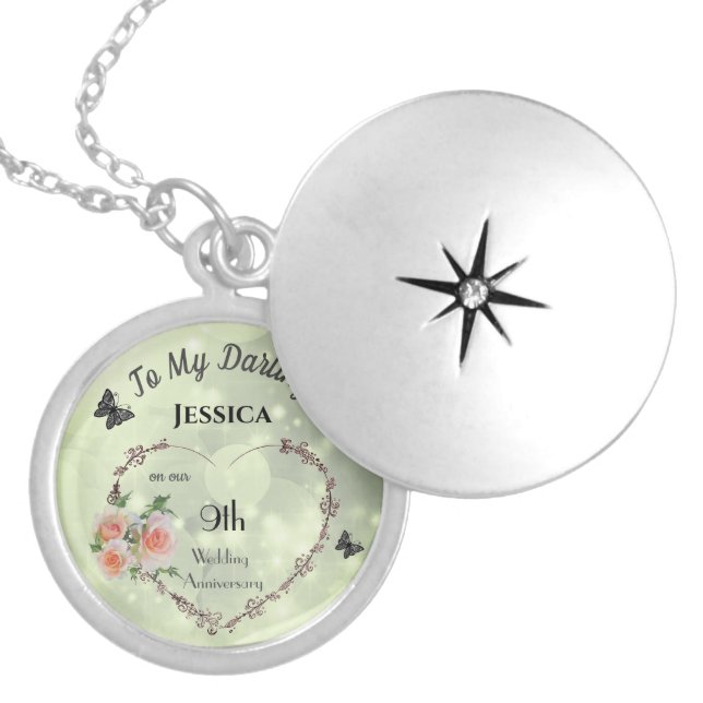 Personalised 9th Wedding Anniversary Necklace (Front)