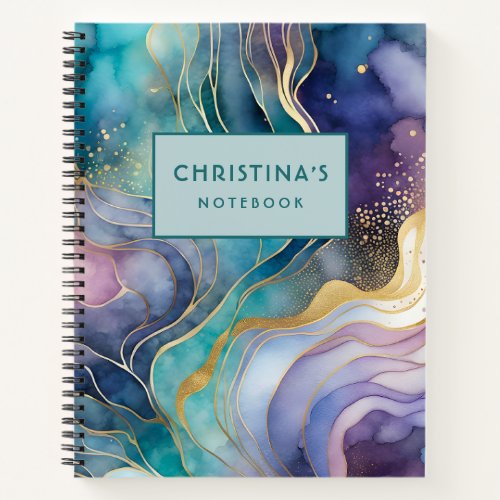 Personalised Abstract Ink Art Spiral Notebook