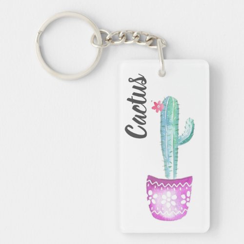 Personalised Acrylic Key Ring _ Blossoming Cactus