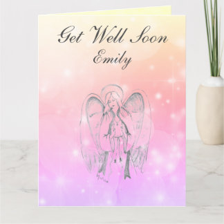 Personalised Angel design Get Well Card