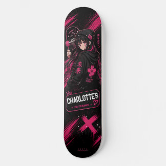 Personalised Anime Girl Pink Skateboard Deck