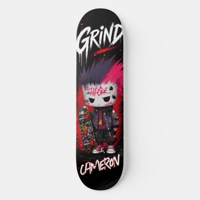 Personalised Anime Punk Graffiti Urban Skateboard  (Front)