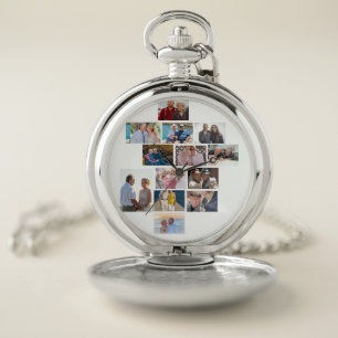 Personalised Anniversary 13 Photo Collage Pocket Watch