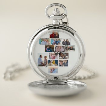 Personalised Anniversary 13 Photo Collage   Pocket Watch by Juniorphotos at Zazzle