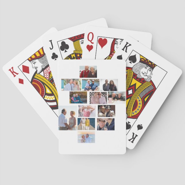 Personalised Anniversary 13 Photo Collage  Poker Cards (Back)