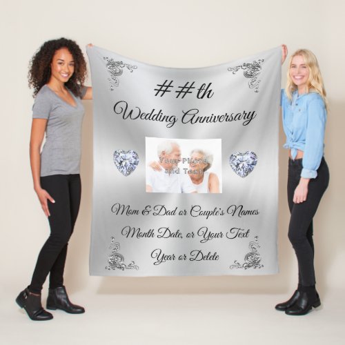 Personalised Anniversary Gifts by Year Anniversary Fleece Blanket
