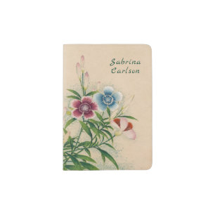 Personalised Antique Japanese Floral Design Passport Holder