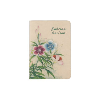 Personalised Antique Japanese Floral Design Passport Holder