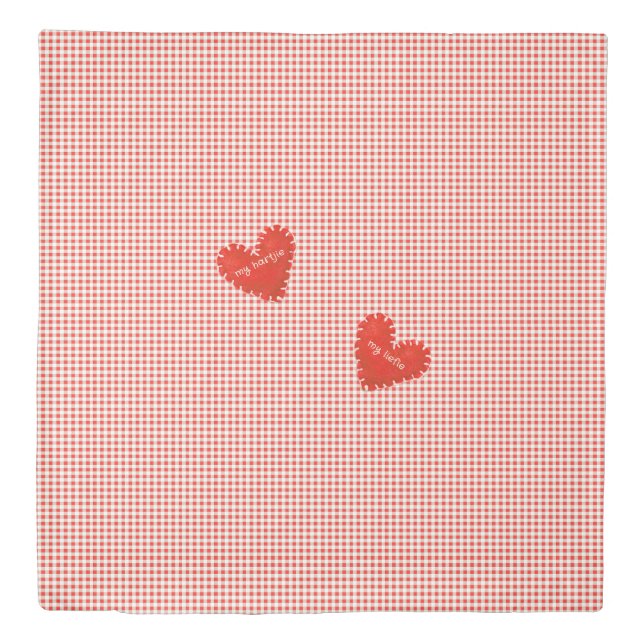 Personalised Applique Hearts Gingham Daisies Duvet Cover (Front)