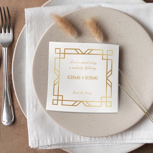 Personalised Art Deco Classic Gold Frame Quote Napkins