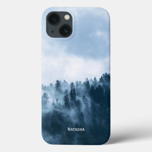 Personalised Atmospheric Fog over a Forest iPhone 13 Case