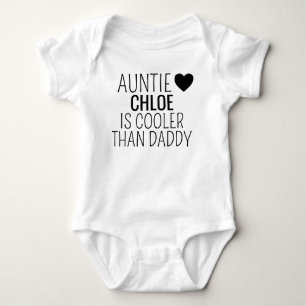 Personalised Auntie Sleepsuit, Cooler than Daddy, Baby Bodysuit