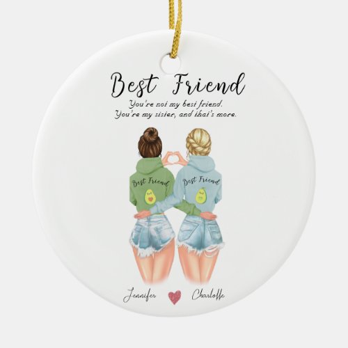 Personalised  avocado gift for best friend ceramic ornament