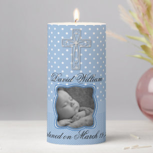 Personalised Baby Boy Photo Baptism Candle