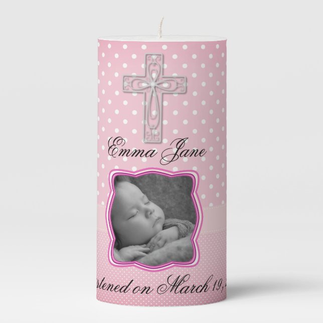 Personalised Baby Girl Baptism Candle (Front)