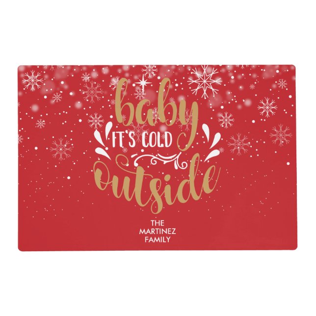 Personalised  Baby It's Cold Outside Placemat (Front)