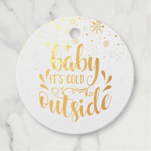 Personalised Baby Its Cold Outside Snowflakes Foil Favor Tags