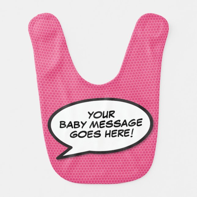Personalised Baby Message Speech Bubble Pink Baby Bib (Front)