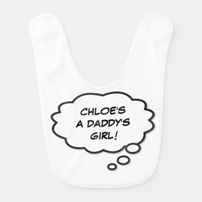 Personalised Baby Thinks Bubble Message Baby Bib (Front)