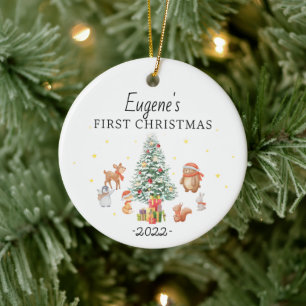 Personalised Baby's 1st Christmas Rabbit Deco Ceramic Ornament