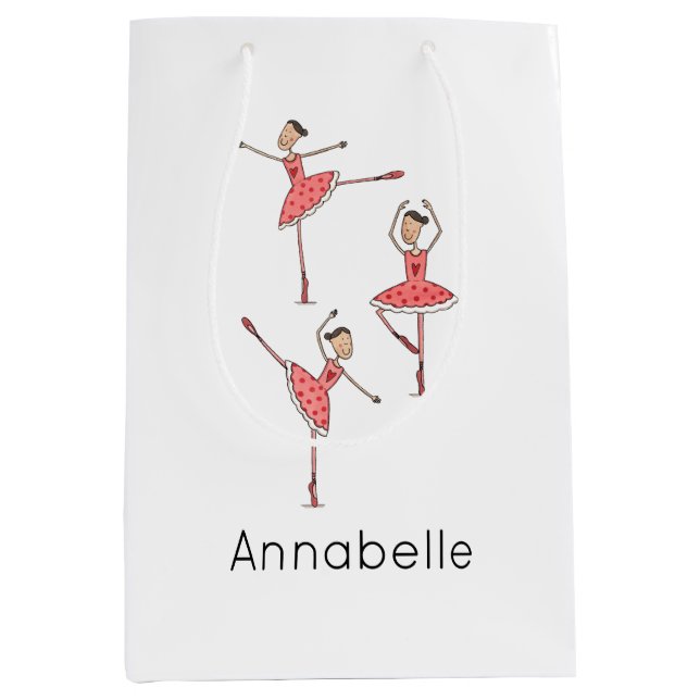 Personalised Ballerina Ballet Dancer Medium Gift Bag (Front)
