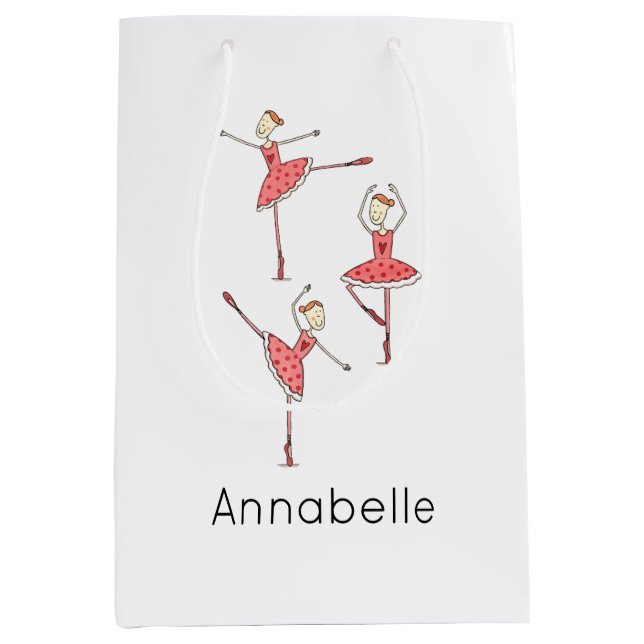 Personalised Ballerina Ballet Dancer Medium Gift Bag (Front)