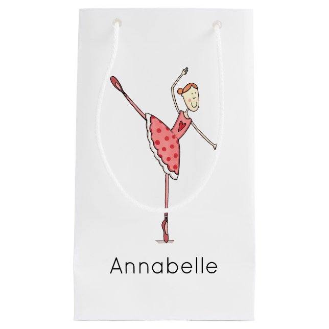 Personalised Ballerina Ballet Dancer Small Gift Bag (Front)