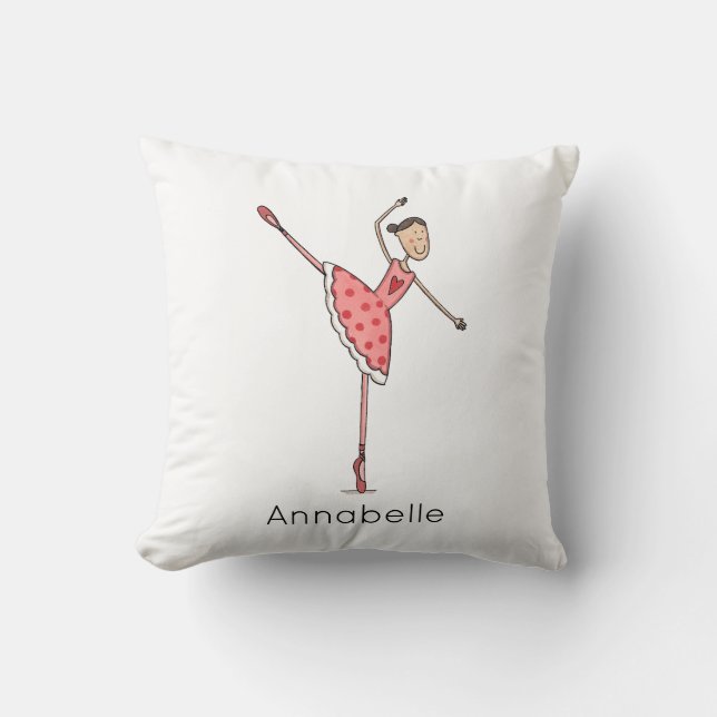 Personalised Ballerina Ballet Dancer Throw Pillow (Front)